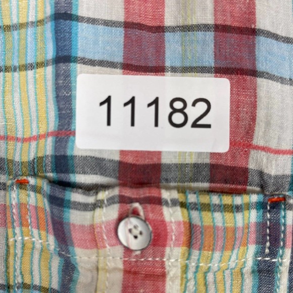 Tommy Bahama Shirt Adult Small Multicolor Plaid Relax Linen Hawaiian Pocket Mens - Picture 10 of 10